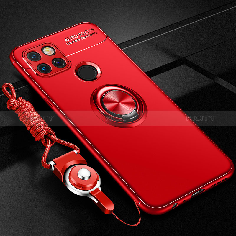 Custodia Silicone Ultra Sottile Morbida Cover con Magnetico Anello Supporto SD3 per Realme Narzo 50A Rosso