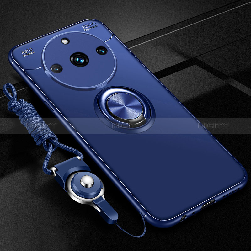 Custodia Silicone Ultra Sottile Morbida Cover con Magnetico Anello Supporto SD3 per Realme Narzo 60 5G Blu