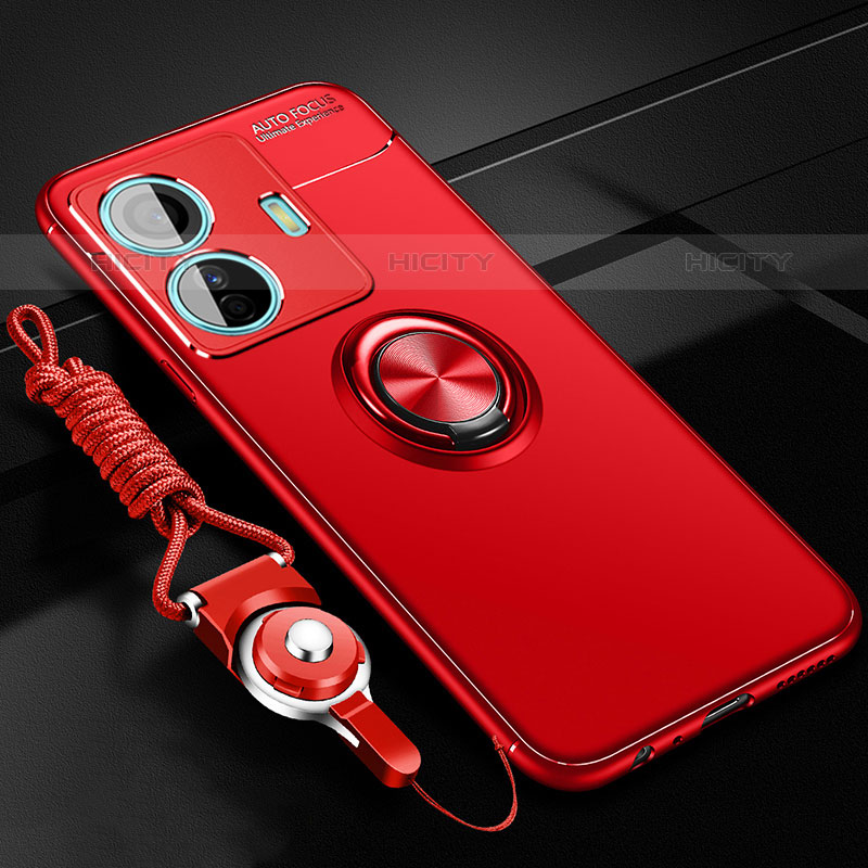 Custodia Silicone Ultra Sottile Morbida Cover con Magnetico Anello Supporto SD3 per Vivo iQOO Z6 Pro 5G Rosso