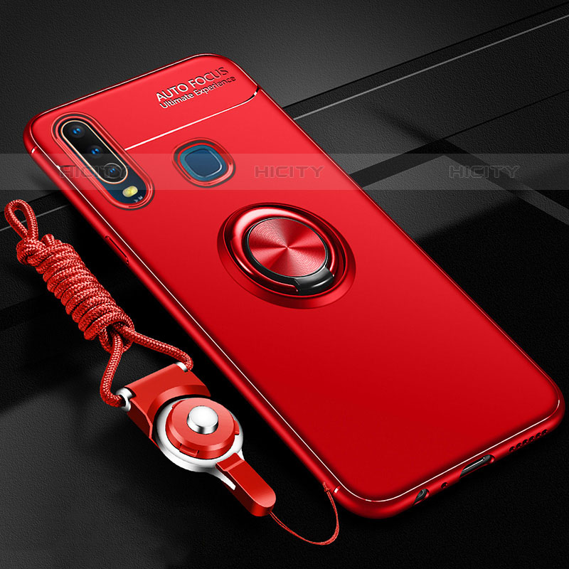 Custodia Silicone Ultra Sottile Morbida Cover con Magnetico Anello Supporto SD3 per Vivo Y12 Rosso