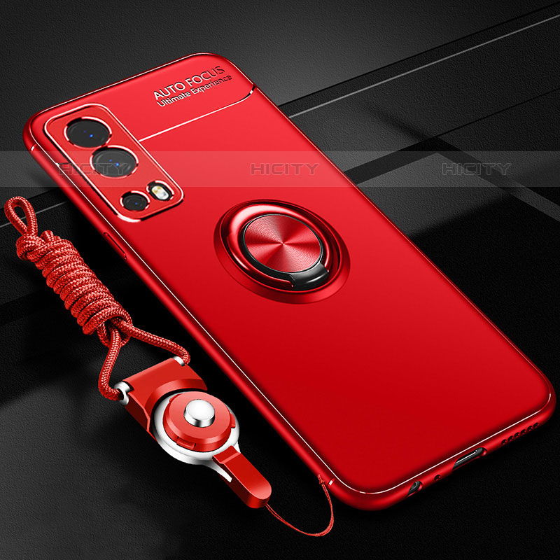 Custodia Silicone Ultra Sottile Morbida Cover con Magnetico Anello Supporto SD3 per Vivo Y52 5G Rosso