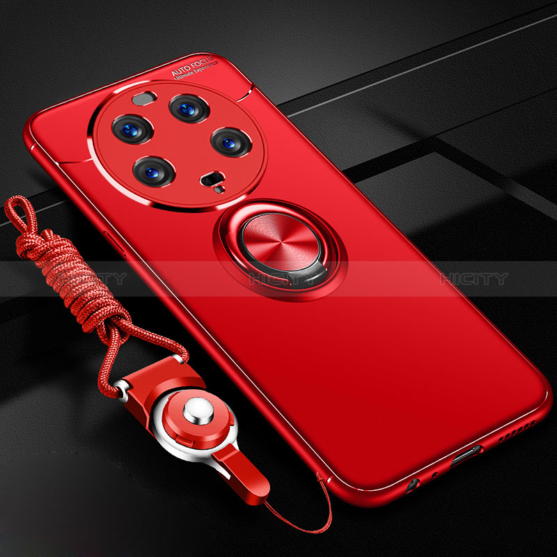 Custodia Silicone Ultra Sottile Morbida Cover con Magnetico Anello Supporto SD3 per Xiaomi Mi 13 Ultra 5G Rosso