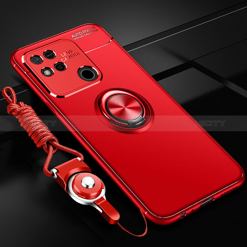 Custodia Silicone Ultra Sottile Morbida Cover con Magnetico Anello Supporto SD3 per Xiaomi POCO C3 Rosso