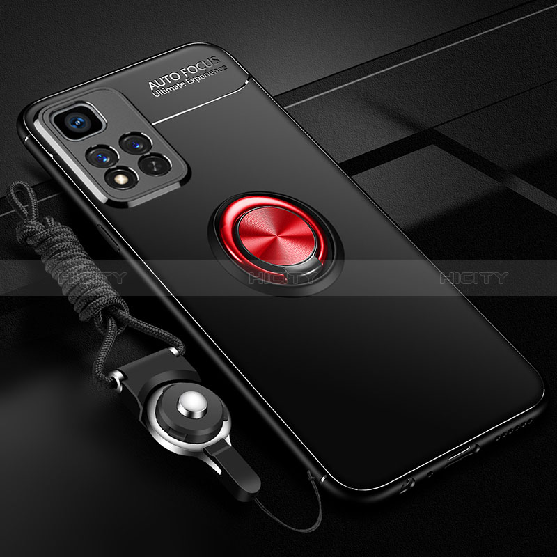 Custodia Silicone Ultra Sottile Morbida Cover con Magnetico Anello Supporto SD3 per Xiaomi Poco X4 NFC Rosso e Nero