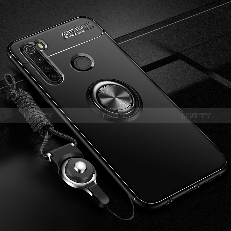 Custodia Silicone Ultra Sottile Morbida Cover con Magnetico Anello Supporto SD3 per Xiaomi Redmi Note 8 (2021) Nero