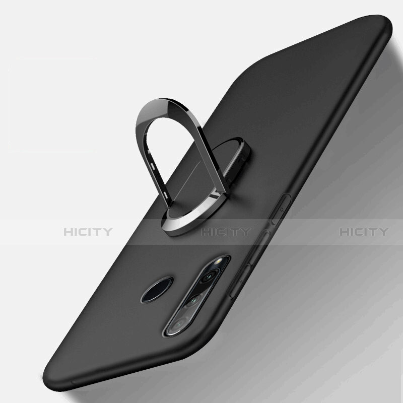 Custodia Silicone Ultra Sottile Morbida Cover con Magnetico Anello Supporto T01 per Huawei Honor 10i Nero