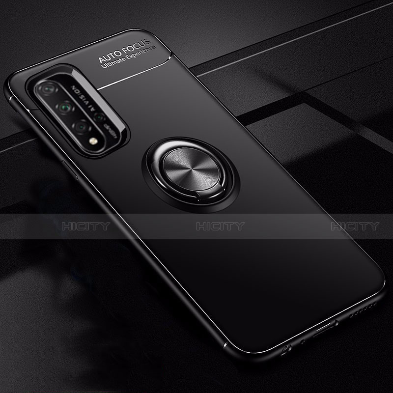 Custodia Silicone Ultra Sottile Morbida Cover con Magnetico Anello Supporto T01 per Huawei Honor 20 Nero