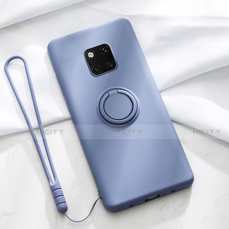 Custodia Silicone Ultra Sottile Morbida Cover con Magnetico Anello Supporto T01 per Huawei Mate 20 Pro Viola