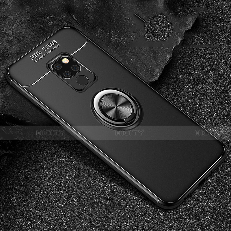 Custodia Silicone Ultra Sottile Morbida Cover con Magnetico Anello Supporto T01 per Huawei Mate 20 X 5G Nero