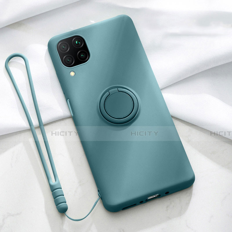 Custodia Silicone Ultra Sottile Morbida Cover con Magnetico Anello Supporto T01 per Huawei Nova 6 SE Ciano