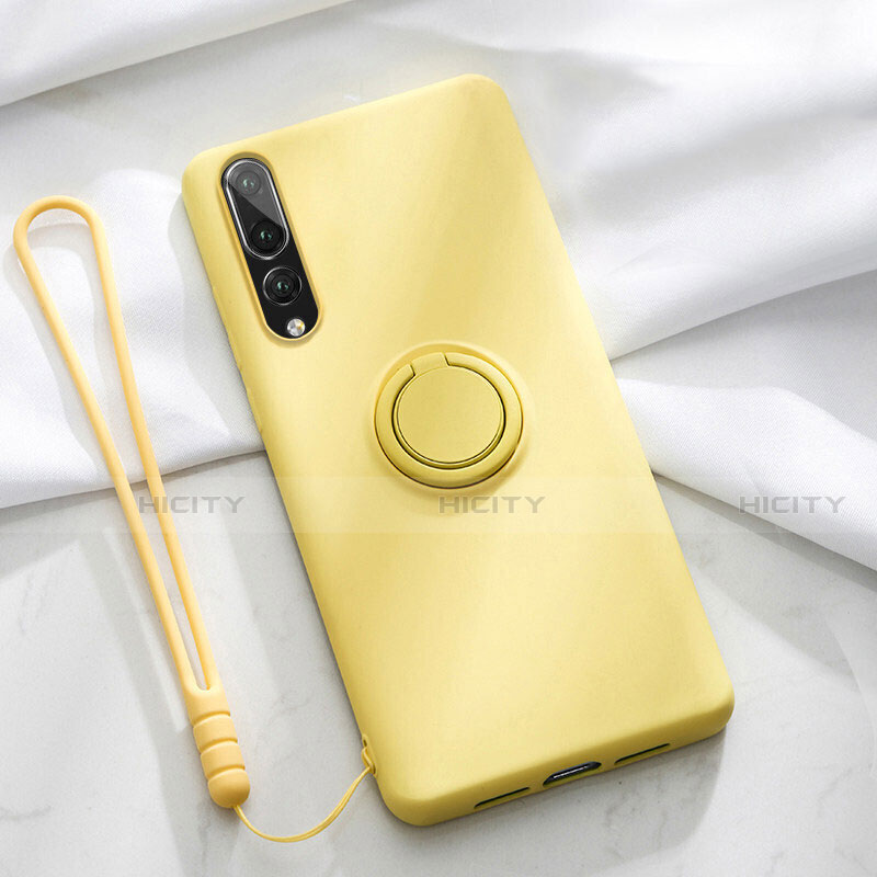 Custodia Silicone Ultra Sottile Morbida Cover con Magnetico Anello Supporto T01 per Huawei P20 Pro