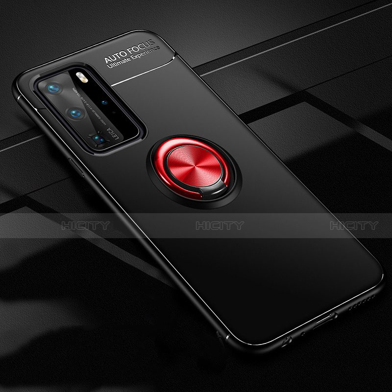 Custodia Silicone Ultra Sottile Morbida Cover con Magnetico Anello Supporto T01 per Huawei P40 Pro