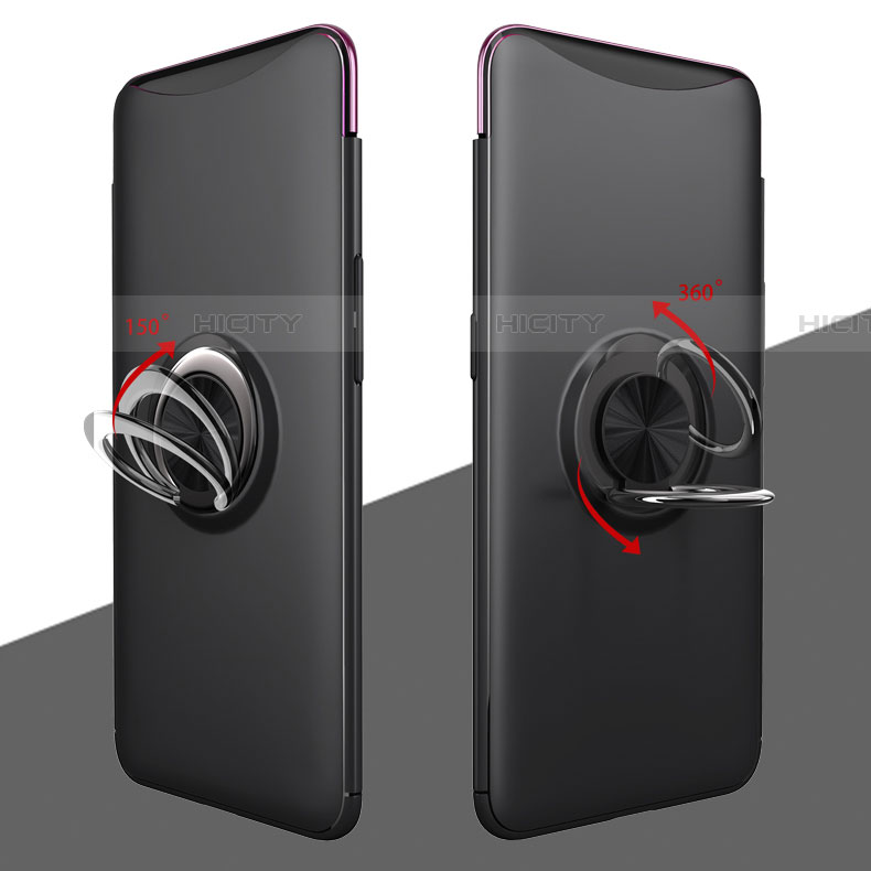 Custodia Silicone Ultra Sottile Morbida Cover con Magnetico Anello Supporto T01 per Oppo Find X