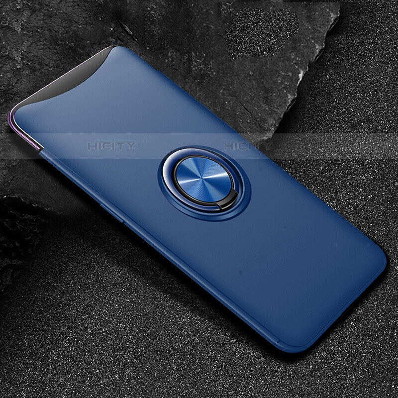 Custodia Silicone Ultra Sottile Morbida Cover con Magnetico Anello Supporto T01 per Oppo Find X Super Flash Edition Blu