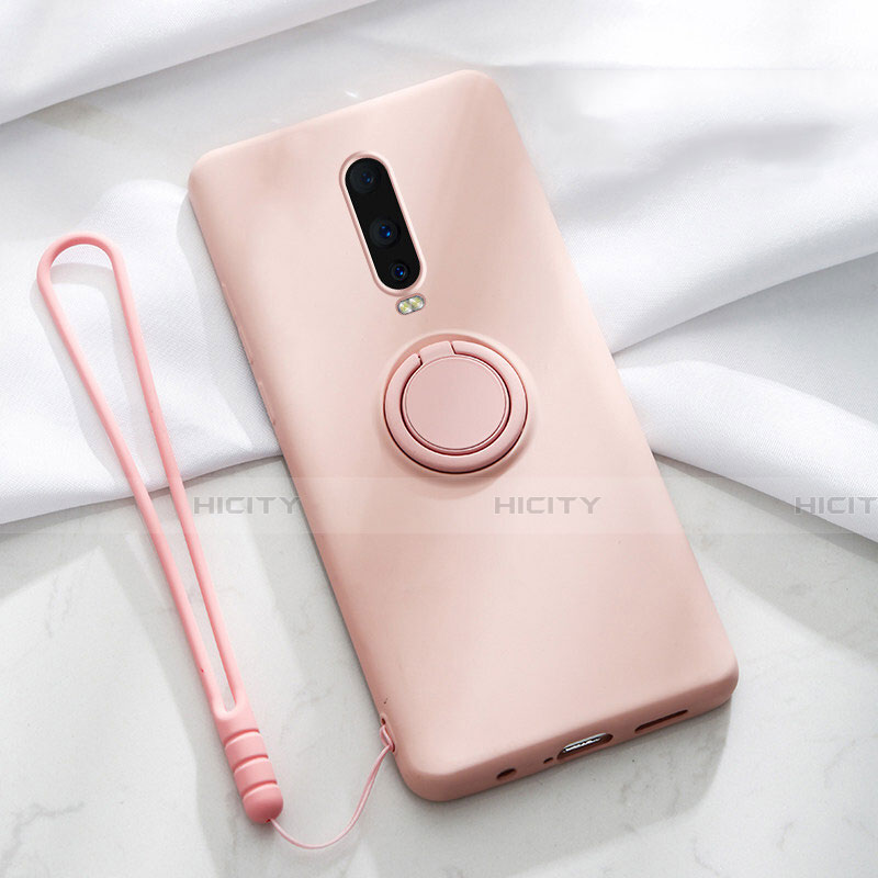 Custodia Silicone Ultra Sottile Morbida Cover con Magnetico Anello Supporto T01 per Oppo R17 Pro