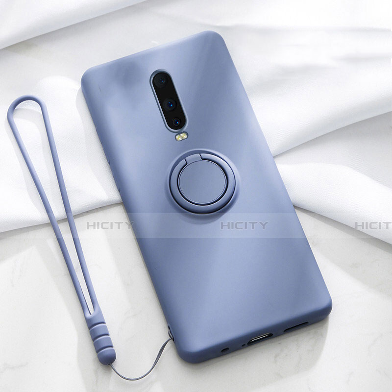 Custodia Silicone Ultra Sottile Morbida Cover con Magnetico Anello Supporto T01 per Oppo R17 Pro Viola