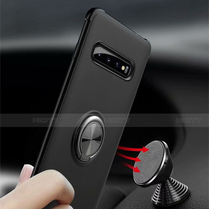 Custodia Silicone Ultra Sottile Morbida Cover con Magnetico Anello Supporto T01 per Samsung Galaxy S10 Plus