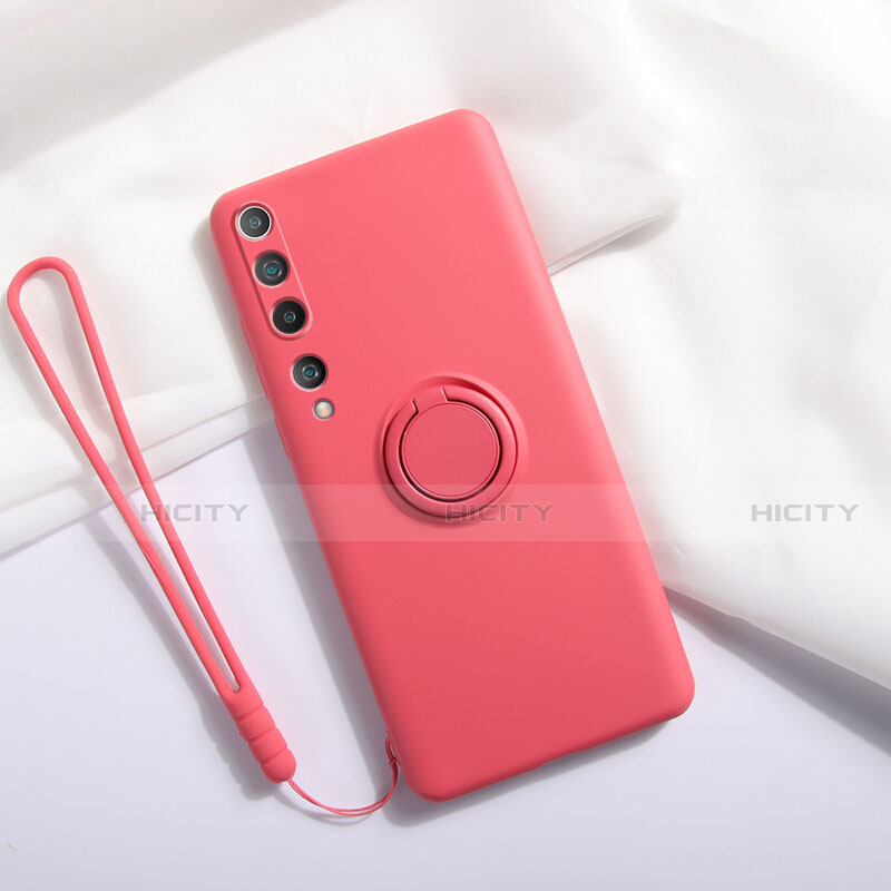 Custodia Silicone Ultra Sottile Morbida Cover con Magnetico Anello Supporto T01 per Xiaomi Mi 10