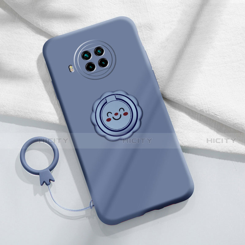 Custodia Silicone Ultra Sottile Morbida Cover con Magnetico Anello Supporto T01 per Xiaomi Mi 10i 5G Grigio Lavanda