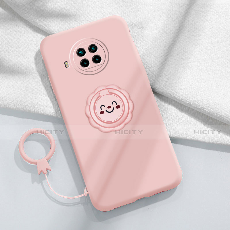 Custodia Silicone Ultra Sottile Morbida Cover con Magnetico Anello Supporto T01 per Xiaomi Mi 10i 5G Rosa