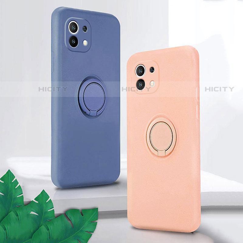 Custodia Silicone Ultra Sottile Morbida Cover con Magnetico Anello Supporto T01 per Xiaomi Mi 11 Lite 5G NE