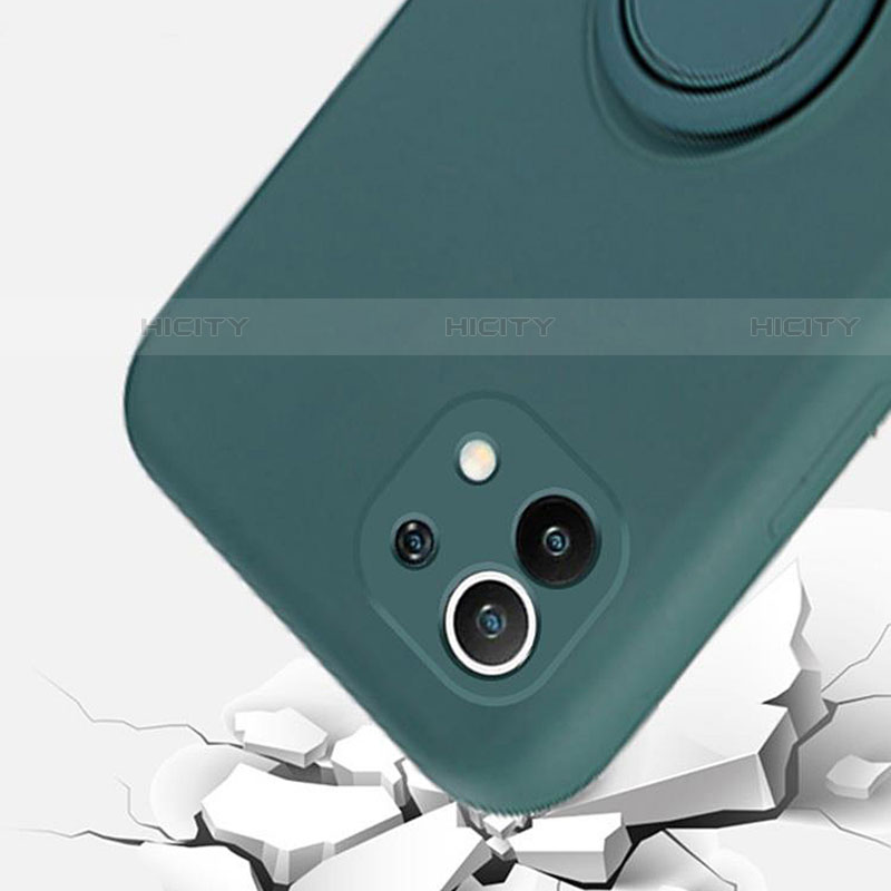 Custodia Silicone Ultra Sottile Morbida Cover con Magnetico Anello Supporto T01 per Xiaomi Mi 11 Lite 5G NE