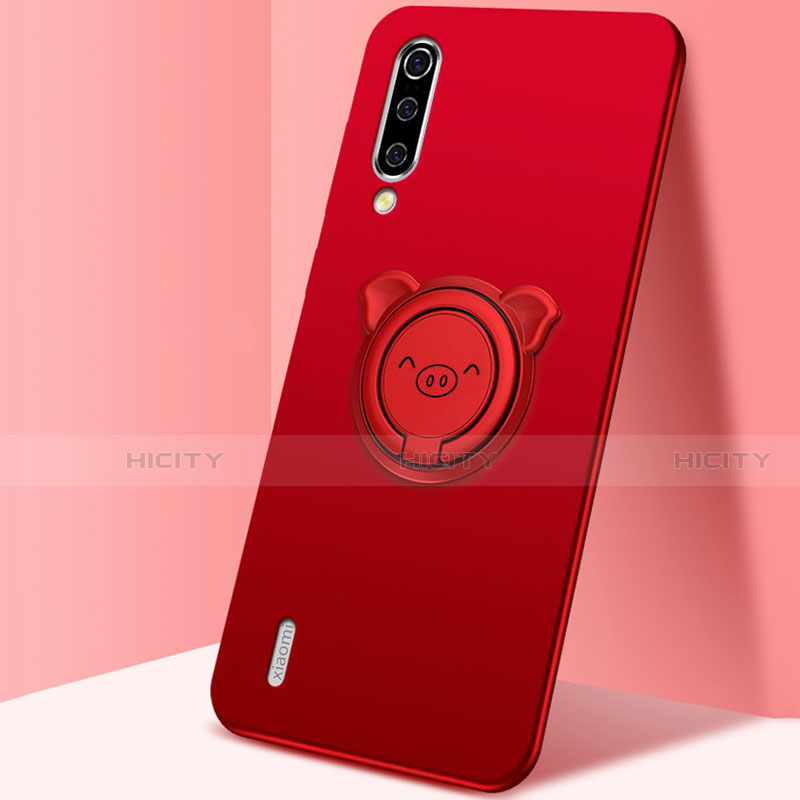 Custodia Silicone Ultra Sottile Morbida Cover con Magnetico Anello Supporto T01 per Xiaomi Mi A3