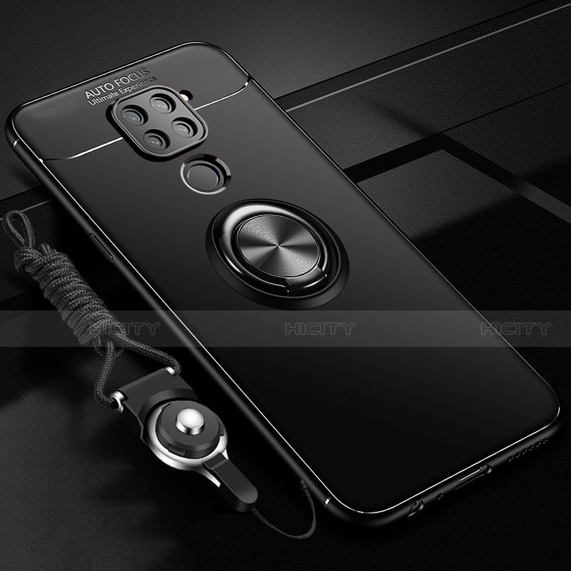 Custodia Silicone Ultra Sottile Morbida Cover con Magnetico Anello Supporto T01 per Xiaomi Redmi 10X 4G Nero
