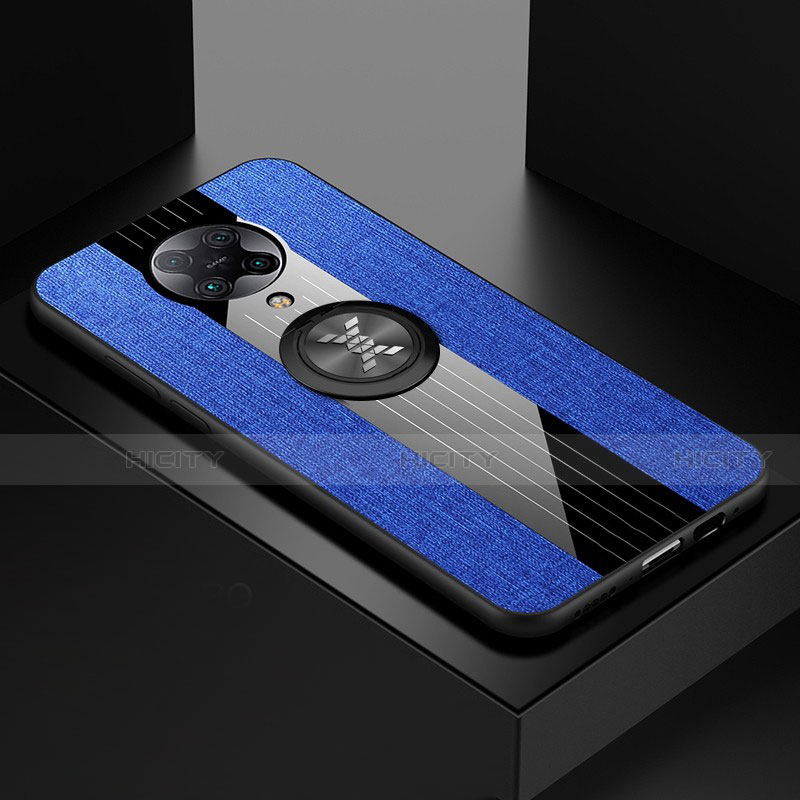 Custodia Silicone Ultra Sottile Morbida Cover con Magnetico Anello Supporto T01 per Xiaomi Redmi K30 Pro Zoom Blu