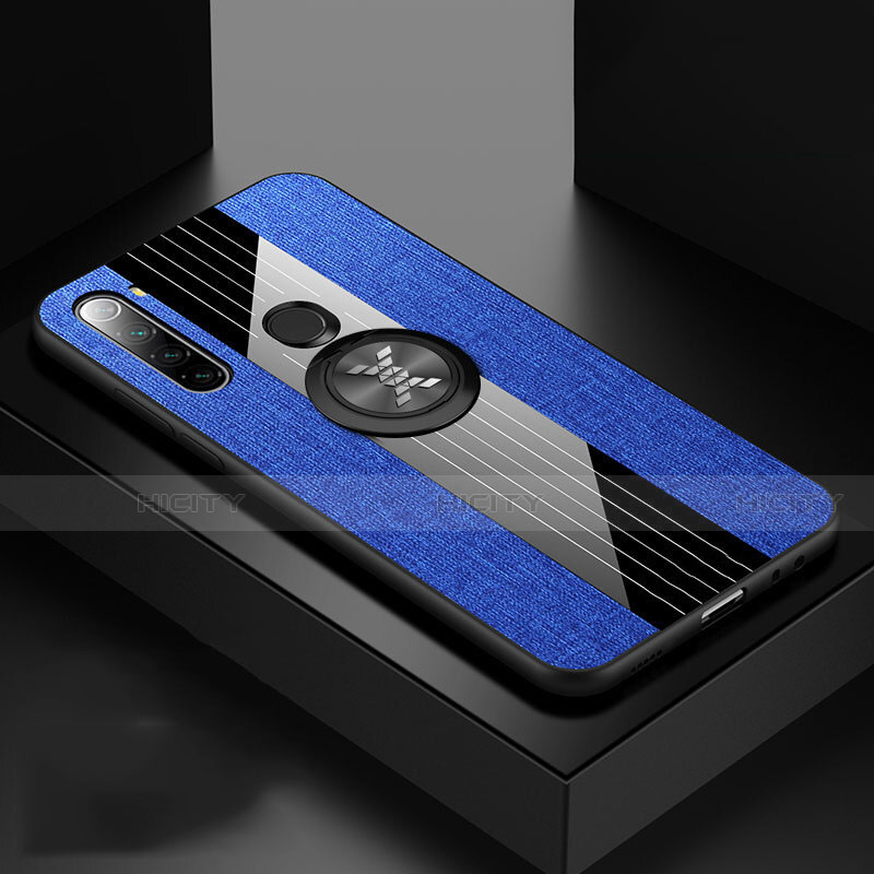 Custodia Silicone Ultra Sottile Morbida Cover con Magnetico Anello Supporto T01 per Xiaomi Redmi Note 8T Blu