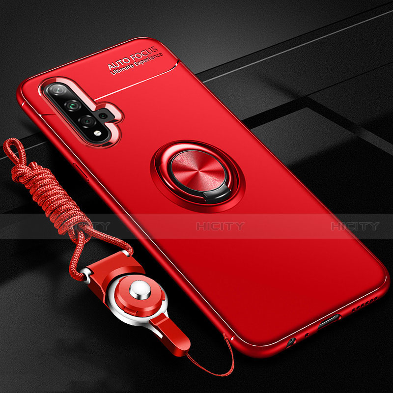 Custodia Silicone Ultra Sottile Morbida Cover con Magnetico Anello Supporto T02 per Huawei Honor 20 Rosso