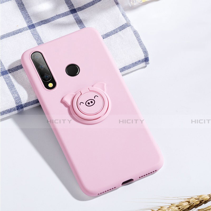 Custodia Silicone Ultra Sottile Morbida Cover con Magnetico Anello Supporto T02 per Huawei Honor 20E