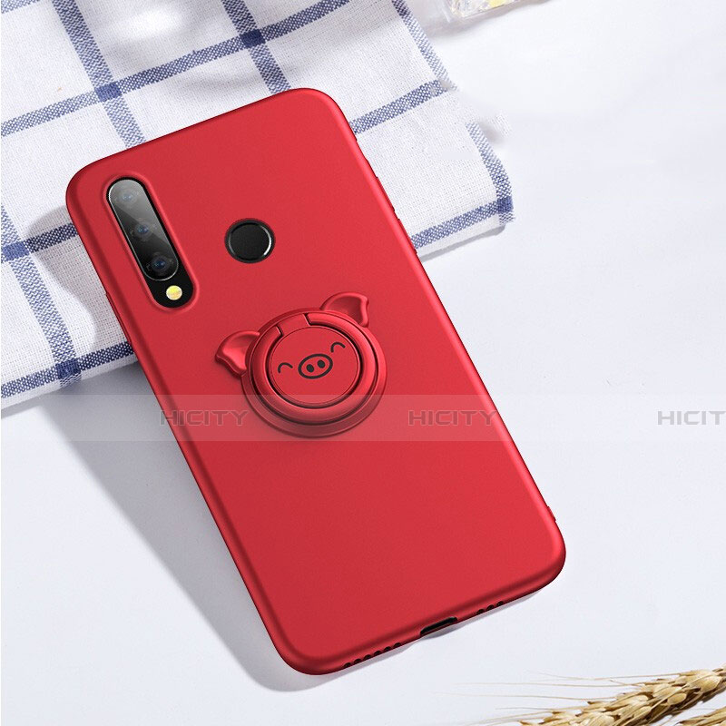 Custodia Silicone Ultra Sottile Morbida Cover con Magnetico Anello Supporto T02 per Huawei Honor 20E Rosso