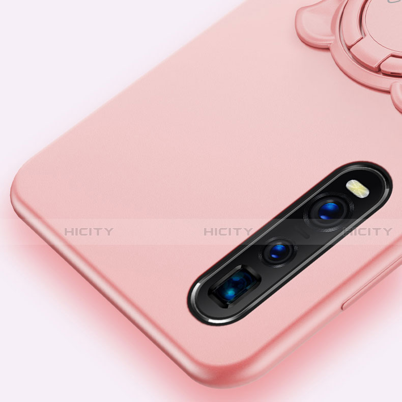 Custodia Silicone Ultra Sottile Morbida Cover con Magnetico Anello Supporto T02 per Oppo Find X2 Pro