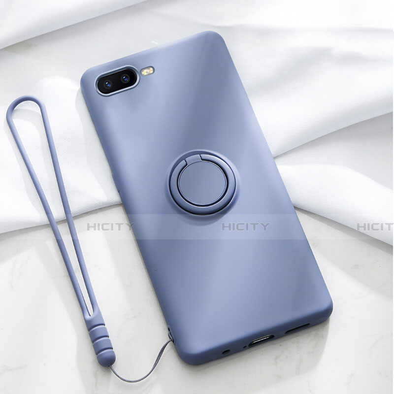 Custodia Silicone Ultra Sottile Morbida Cover con Magnetico Anello Supporto T02 per Oppo K1