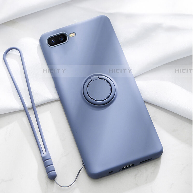 Custodia Silicone Ultra Sottile Morbida Cover con Magnetico Anello Supporto T02 per Oppo RX17 Neo