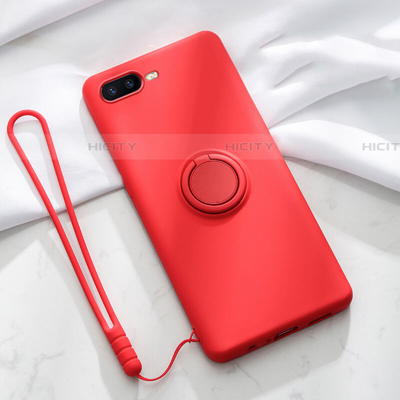 Custodia Silicone Ultra Sottile Morbida Cover con Magnetico Anello Supporto T02 per Oppo RX17 Neo