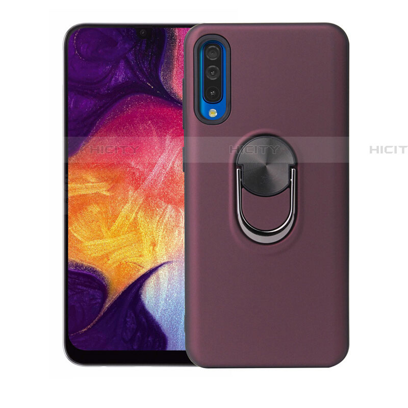 Custodia Silicone Ultra Sottile Morbida Cover con Magnetico Anello Supporto T02 per Samsung Galaxy A70 Marrone