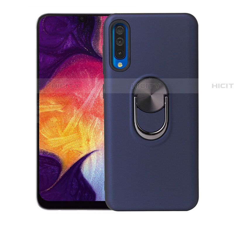 Custodia Silicone Ultra Sottile Morbida Cover con Magnetico Anello Supporto T02 per Samsung Galaxy A70S Blu