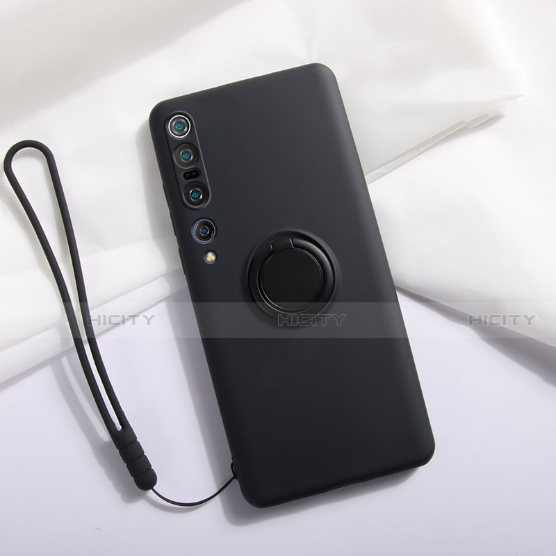 Custodia Silicone Ultra Sottile Morbida Cover con Magnetico Anello Supporto T02 per Xiaomi Mi 10 Pro