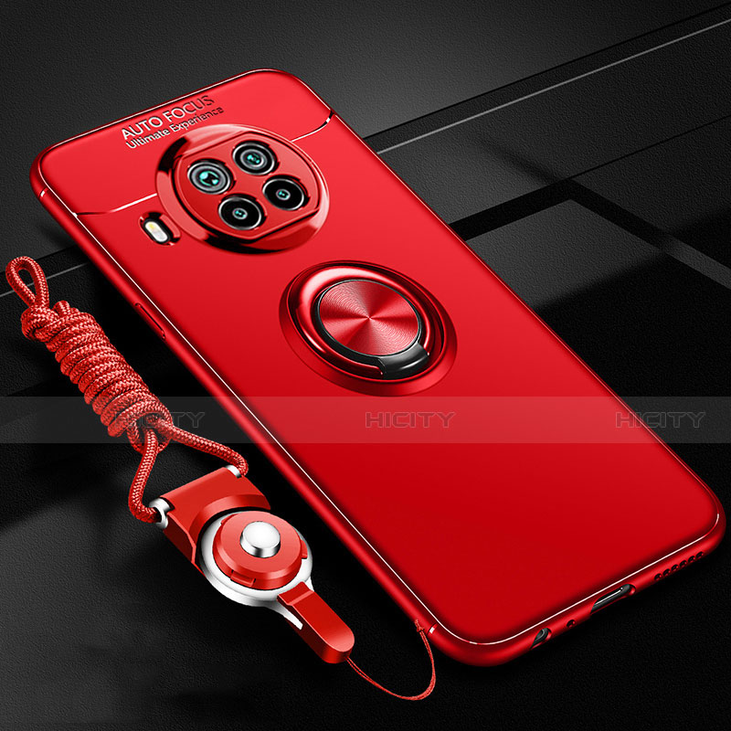 Custodia Silicone Ultra Sottile Morbida Cover con Magnetico Anello Supporto T02 per Xiaomi Mi 10T Lite 5G Rosso