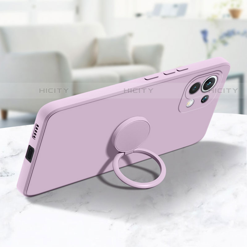 Custodia Silicone Ultra Sottile Morbida Cover con Magnetico Anello Supporto T02 per Xiaomi Mi 11 Lite 4G