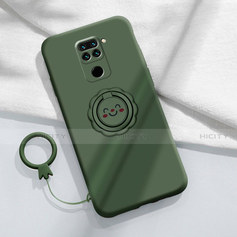 Custodia Silicone Ultra Sottile Morbida Cover con Magnetico Anello Supporto T02 per Xiaomi Redmi Note 9