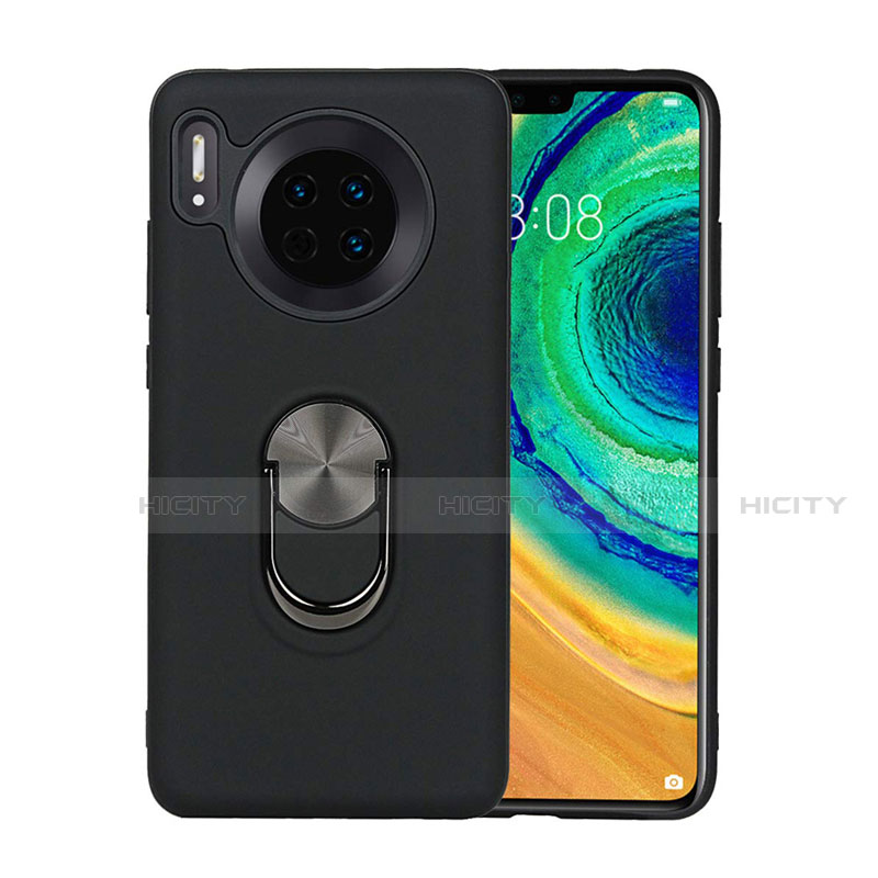 Custodia Silicone Ultra Sottile Morbida Cover con Magnetico Anello Supporto T03 per Huawei Mate 30E Pro 5G Nero