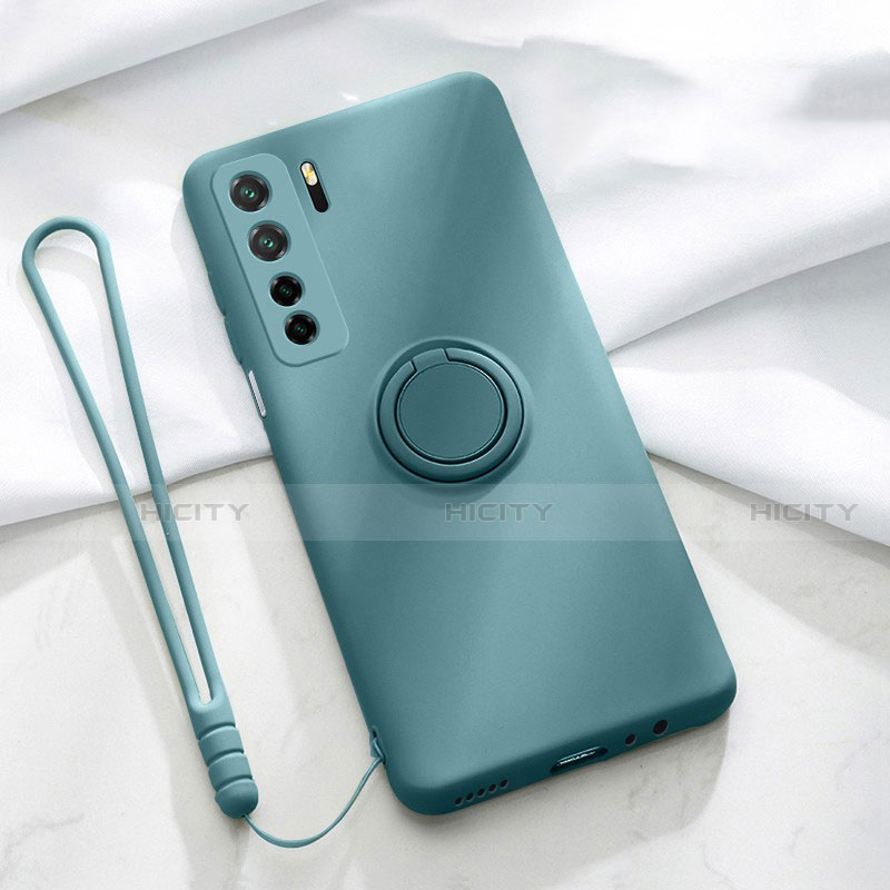 Custodia Silicone Ultra Sottile Morbida Cover con Magnetico Anello Supporto T03 per Huawei Nova 7 SE 5G