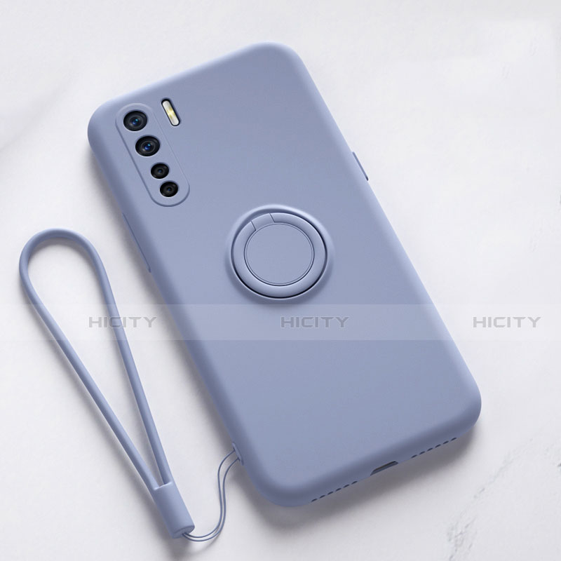 Custodia Silicone Ultra Sottile Morbida Cover con Magnetico Anello Supporto T03 per Oppo K7 5G Grigio