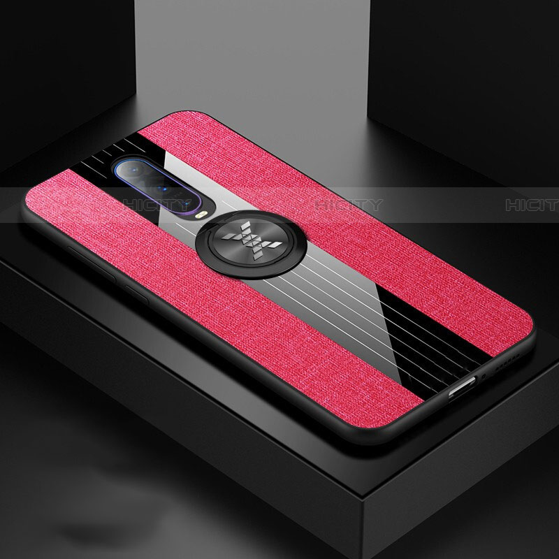 Custodia Silicone Ultra Sottile Morbida Cover con Magnetico Anello Supporto T03 per Oppo RX17 Pro Rosso