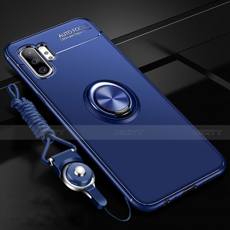 Custodia Silicone Ultra Sottile Morbida Cover con Magnetico Anello Supporto T03 per Samsung Galaxy Note 10 Plus 5G Blu