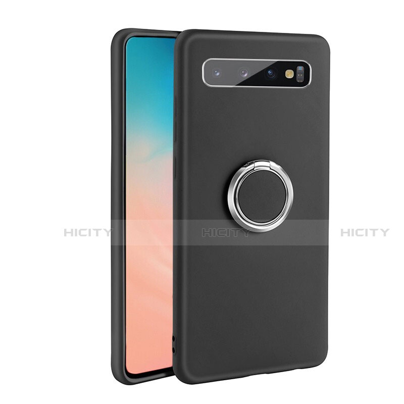 Custodia Silicone Ultra Sottile Morbida Cover con Magnetico Anello Supporto T03 per Samsung Galaxy S10 5G Nero