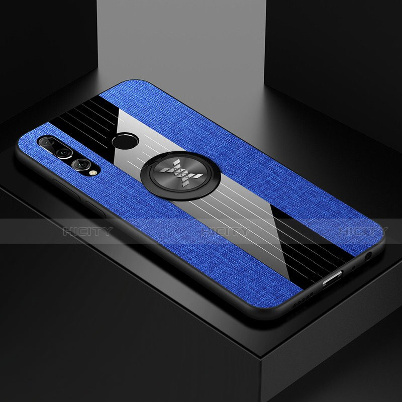 Custodia Silicone Ultra Sottile Morbida Cover con Magnetico Anello Supporto T04 per Huawei Honor 10i Blu